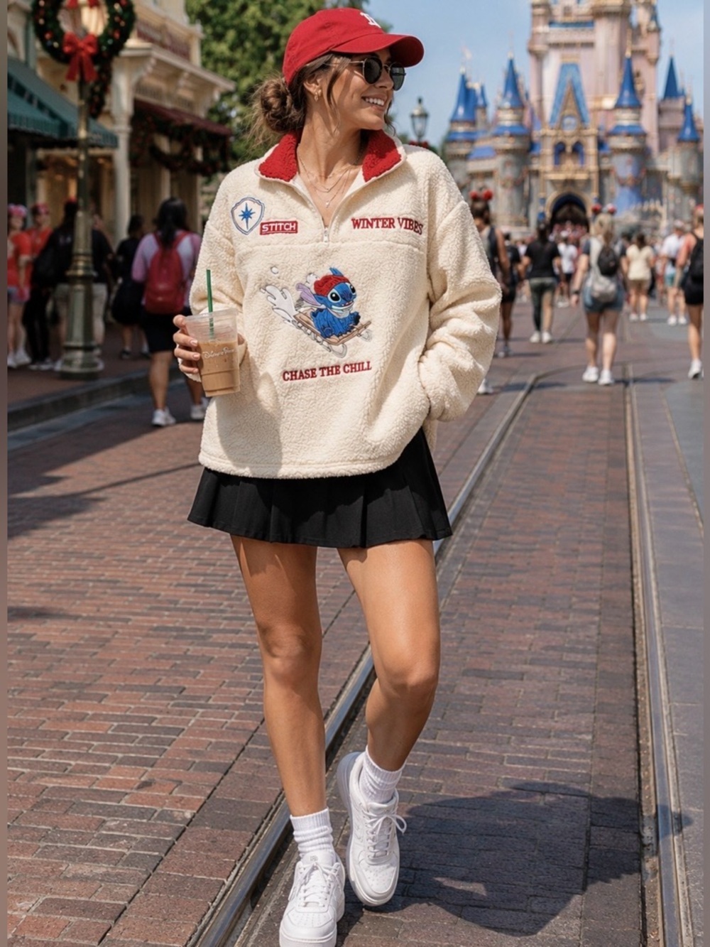 Disney Stitch Sherpa Winter Vibes Embroidered Women’s Sherpa Sweater Sz S